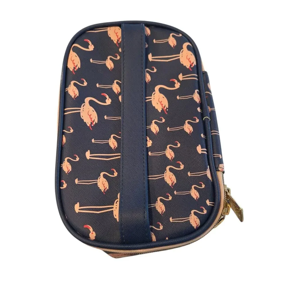 Clementine & Jane Flamingo Print Makeup Toiletries Dop Kit Lined Zipper Bag